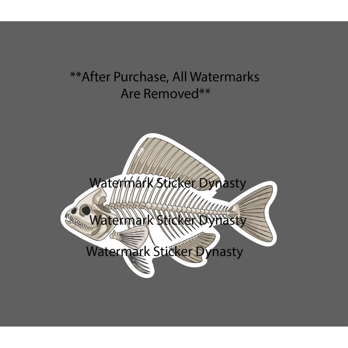 Fish Skeleton Sticker Waterproof Decal Bones River Lake Ocean Fossil Gift NEW