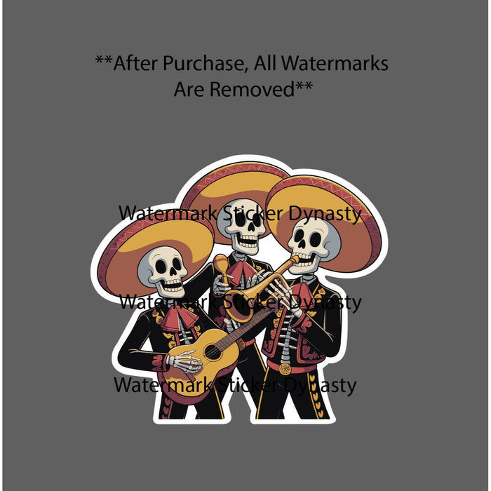 Skeleton Mariachi Band Sticker Waterproof Decal Guitar Music Sombrero Gift NEW