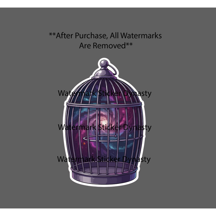 Bird Cage Sticker Waterproof Decal Galaxy Birds Animal Space Travel Gift NEW
