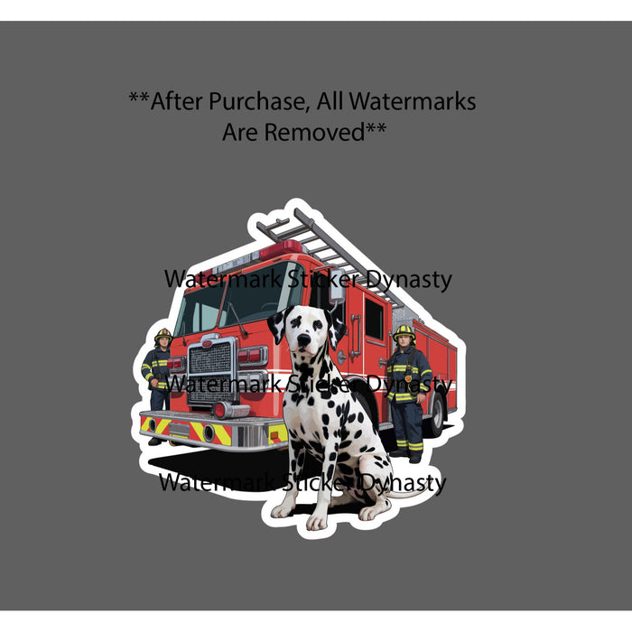 Dalmatian Firetruck Sticker Waterproof Decal Firefighter Dog Gift NEW
