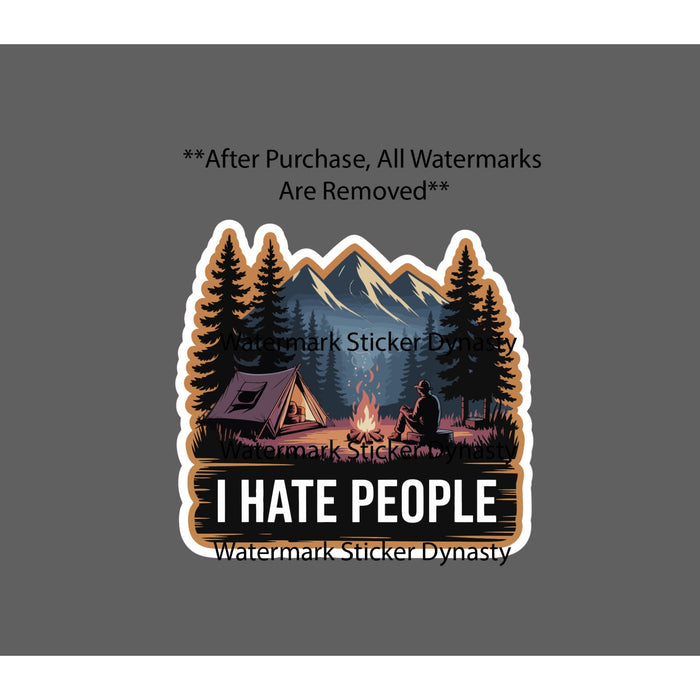 I Hate People Sticker Waterproof Decal Camp Camping Outdoor Travel Solo Gift NEW