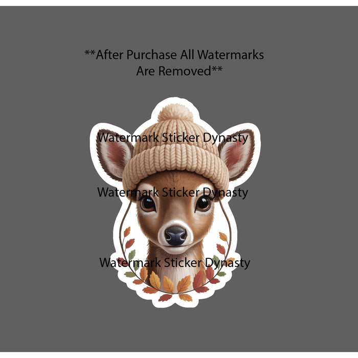 Doe Sticker Waterproof Decal Fall Deer Beanie Cute Seasons Pumpkin Gift NEW