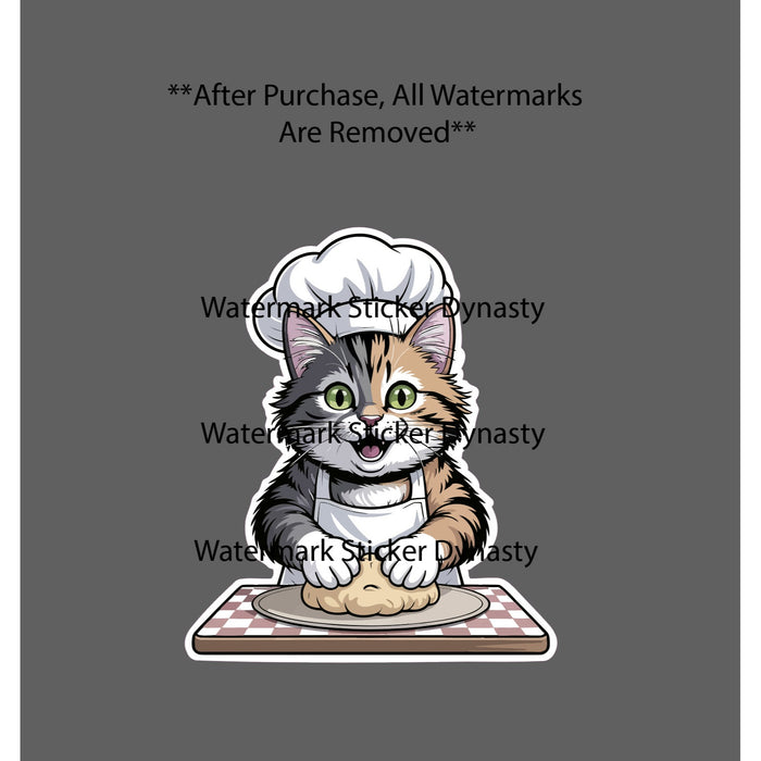 Cat Making Biscuits Sticker Waterproof Decal Baker Baking Cute Funny Gift NEW