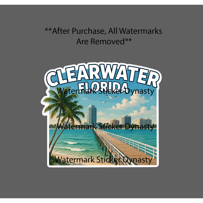Clearwater Florida Sticker Waterproof Decal FL Beach Tropical Travel Gift NEW