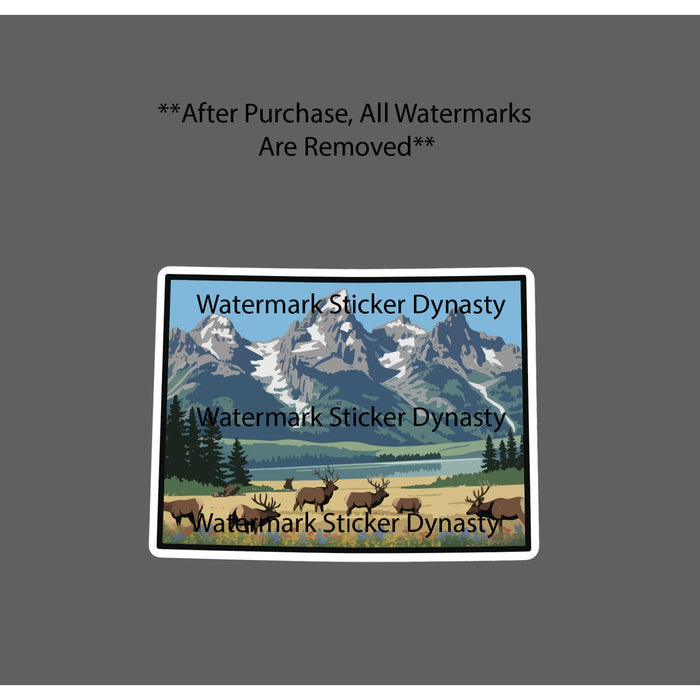 Wyoming Sticker Waterproof Decal Elk Nature Scene Mountain Scene Gift NEW