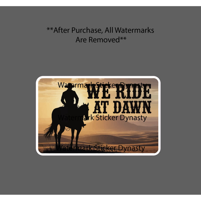 We Ride At Dawn Sticker Waterproof Decal Cowboy Western Country West Gift NEW