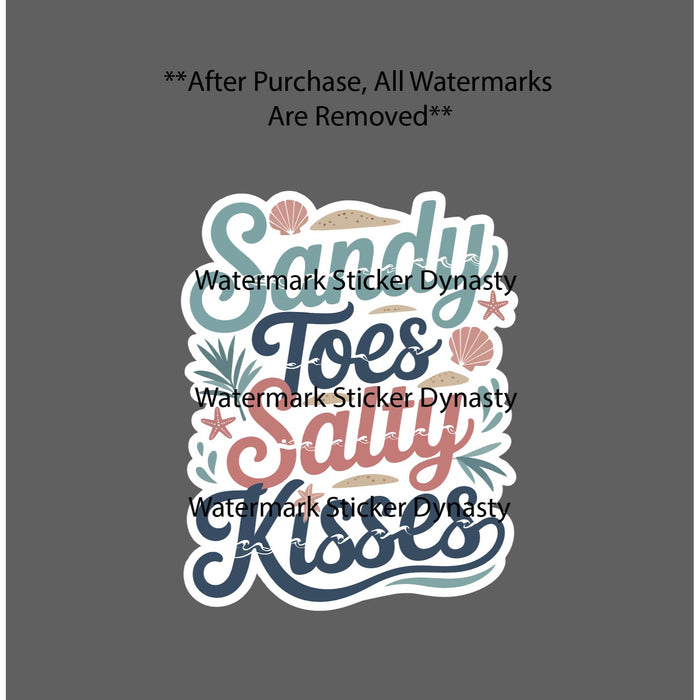 Sandy Toes Salty Kisses Sticker Waterproof Decal Beach Ocean Travel Gift NEW