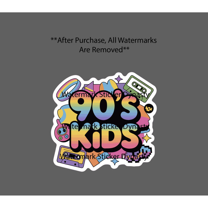 90's Kids Sticker Waterproof Decal Era Generation Colorful Kid Gift NEW