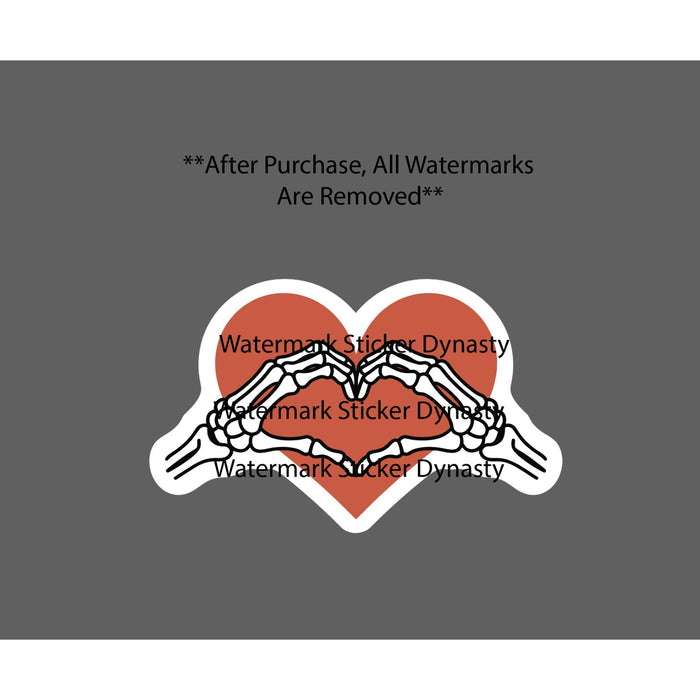 Skeleton Heart Hands Sticker Waterproof Decal Love Bones Skull Gift NEW