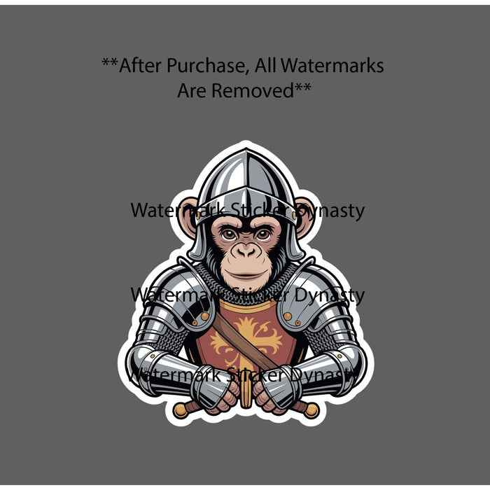 Chimpanzee Knight Sticker Waterproof Decal Monkey Military Soldier Gift NEW