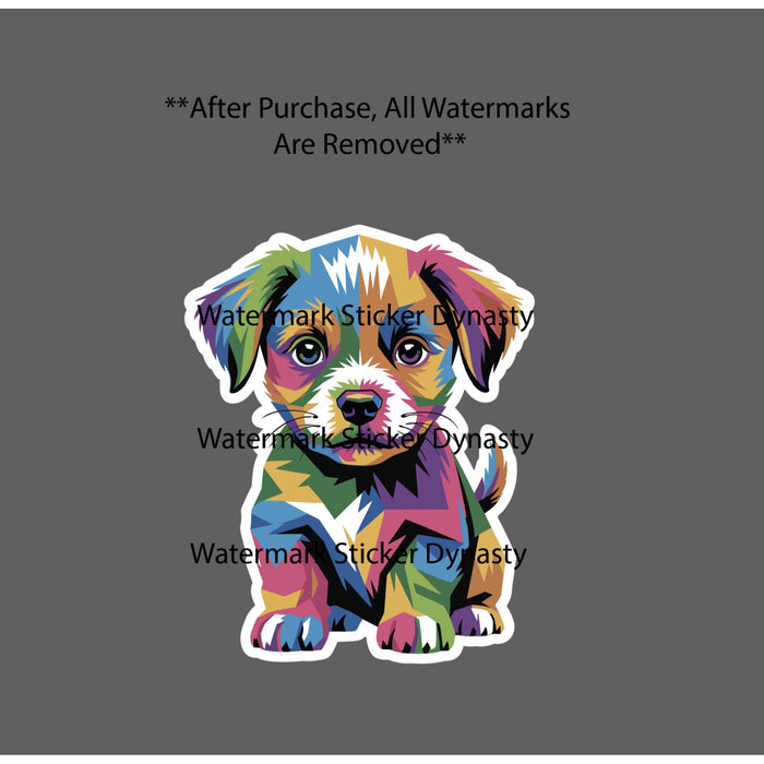 Puppy Geometric Sticker Waterproof Decal Dog Pet Colorful Family Baby Gift NEW