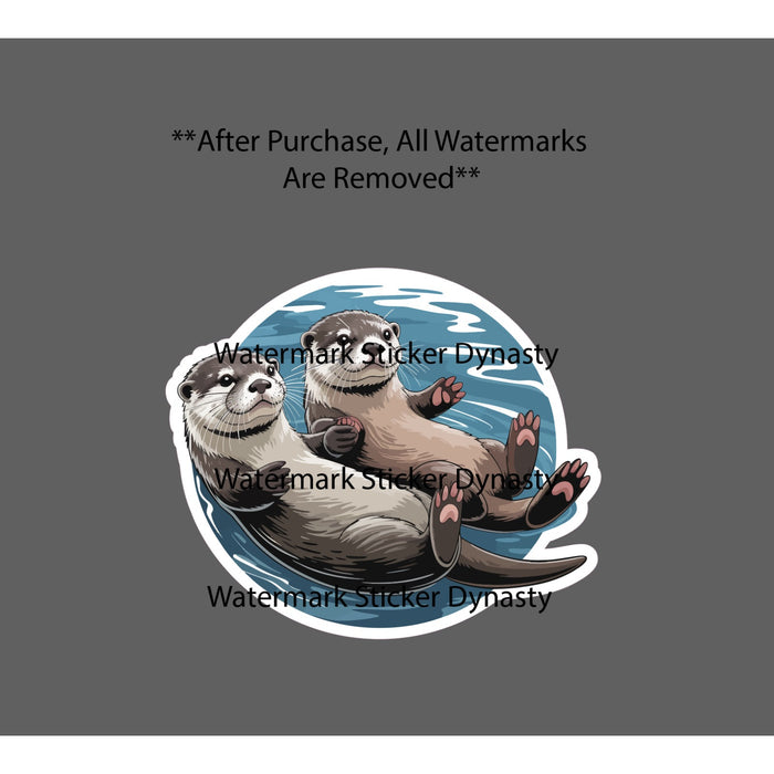 Otters Holding Hands Sticker Waterproof Decal Animal Cute Outdoor Wild Gift NEW