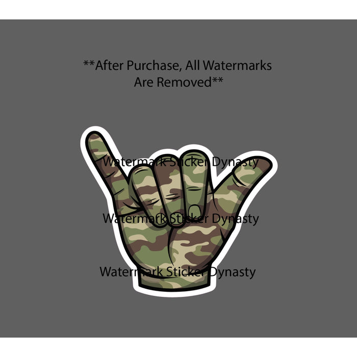 Camo Shakas Sticker Waterproof Decal Hang Loose Hunting Outdoor Gift NEW
