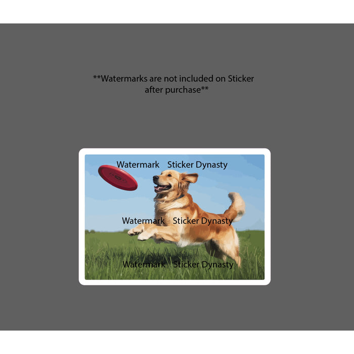 Dog Frisbee Sticker Waterproof Decal Catch Fetch Golden Retriever Pet Gift NEW