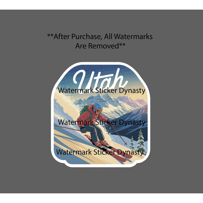 Utah Skiing Sticker Waterproof Decal Winter Mountain Outdoor Travel Gift NEW