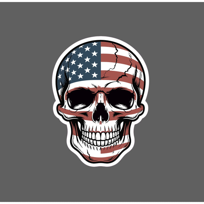 American Flag Skull Sticker Waterproof USA Patriotic Bones Stars Gift NEW