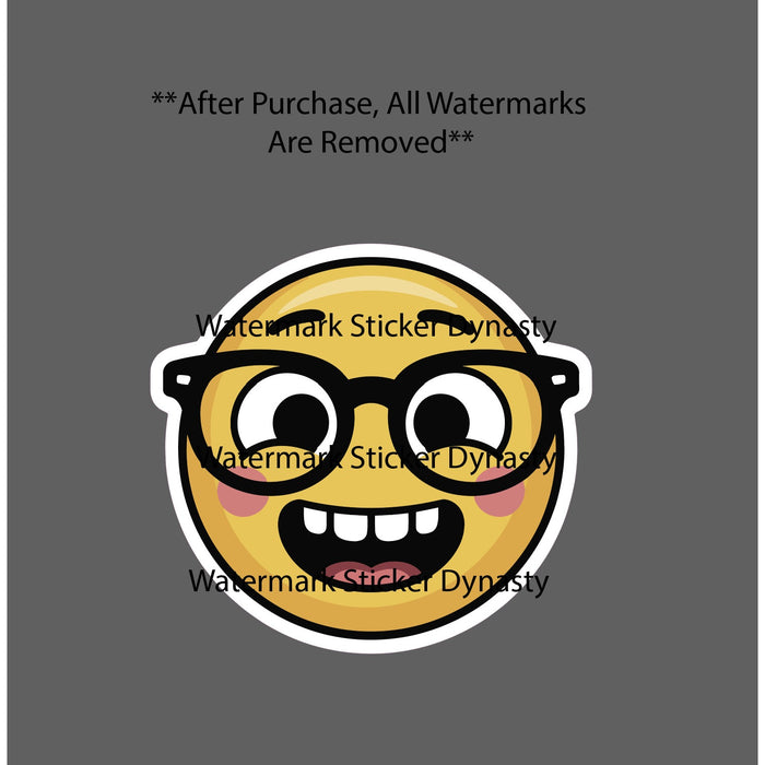 Nerd Emoticon Sticker Waterproof Decal Emoji Glasses Text Smart Brain Gift NEW
