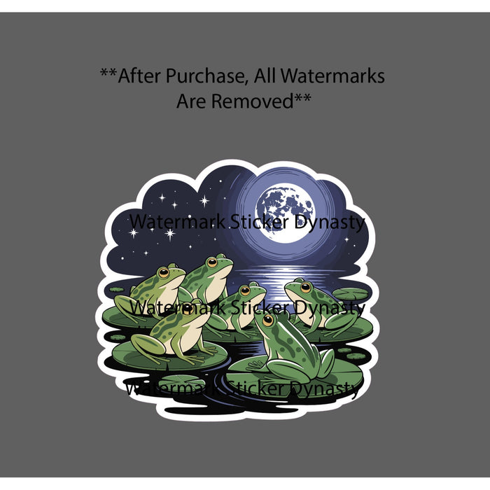 Frogs Sticker Waterproof Decal Moon Lily Pads Pond Nature Wildlife Gift NEW