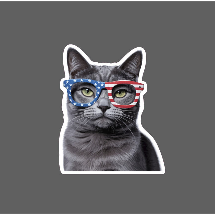 Cat USA Glasses Sticker Waterproof Decal American Flag Pet Animal Gift NEW