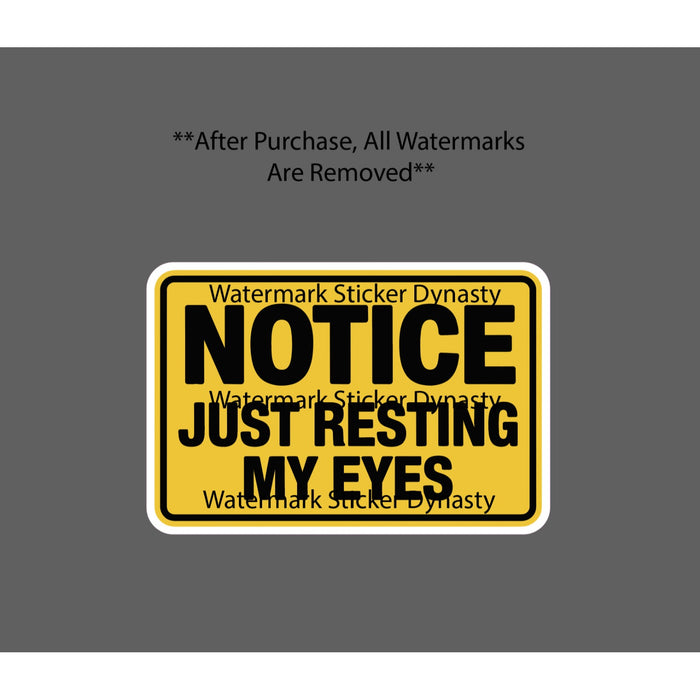 Just Resting My Eyes Sticker Waterproof Decal Caution Warning Funny Gift NEW