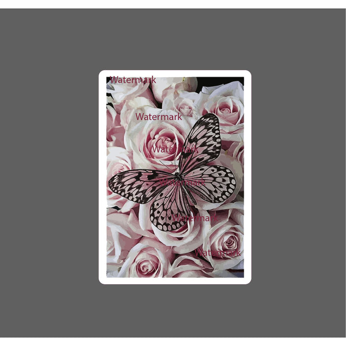 Butterfly Sticker Pink Floral Waterproof