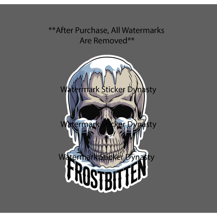 Frostbitten Skull Sticker Waterproof Decal Bones Snow Ice Winter Gift NEW