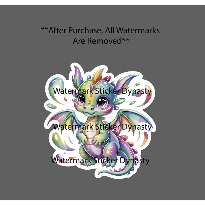 Baby Dragon Sticker Waterproof Decal Colorful Rainbow Fantasy Animal Gift NEW