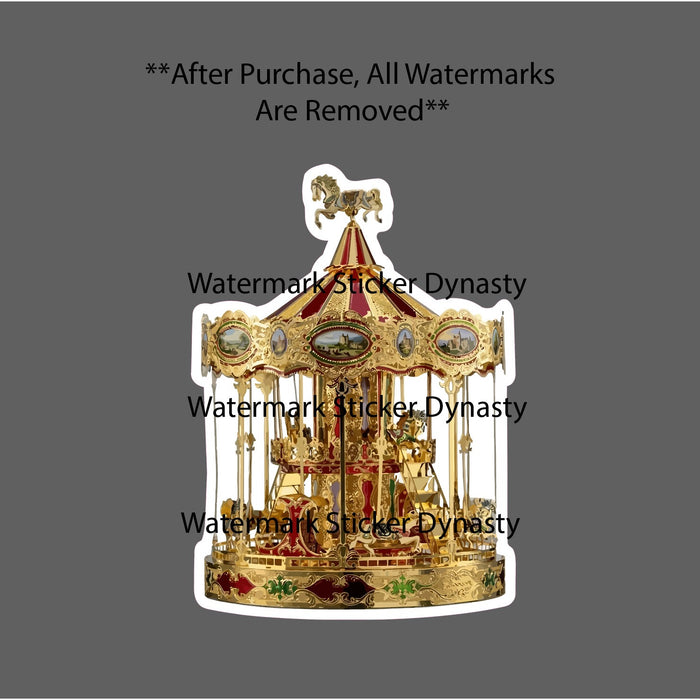 Carousel Sticker Waterproof Decal Horse Gold Childhood Circus Gift NEW