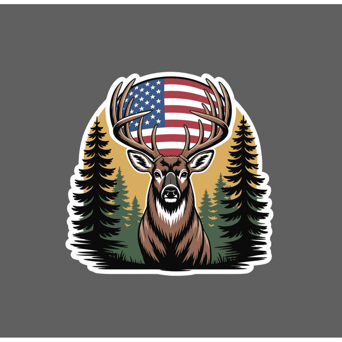 Buck USA Flag Sticker Waterproof Decal Animal Outdoor Hunting America Gift NEW