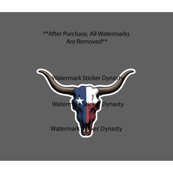 Bull Skull Sticker Waterproof Decal Texas Flag State Realistic Gift NEW