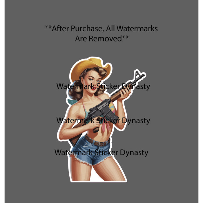 Cowgirl AR-15 Sticker Waterproof Decal Pin Up Country Western Retro Gift NEW