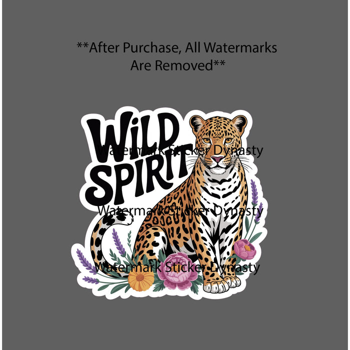 Wild Spirit Sticker Waterproof Decal Leopard Flower Floral Jaguar Gift NEW