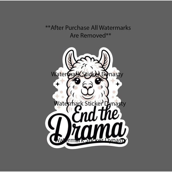 End The Drama Sticker Waterproof Decal Llama Funny Cute Animal Farm Gift NEW