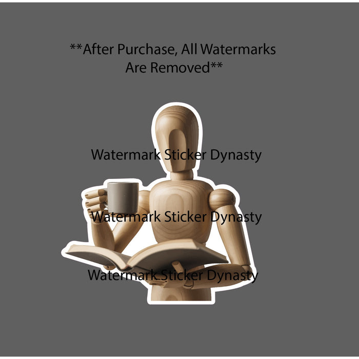 Mannequin Sticker Waterproof Decal Reading Book Coffee Cup Reader Gift NEW