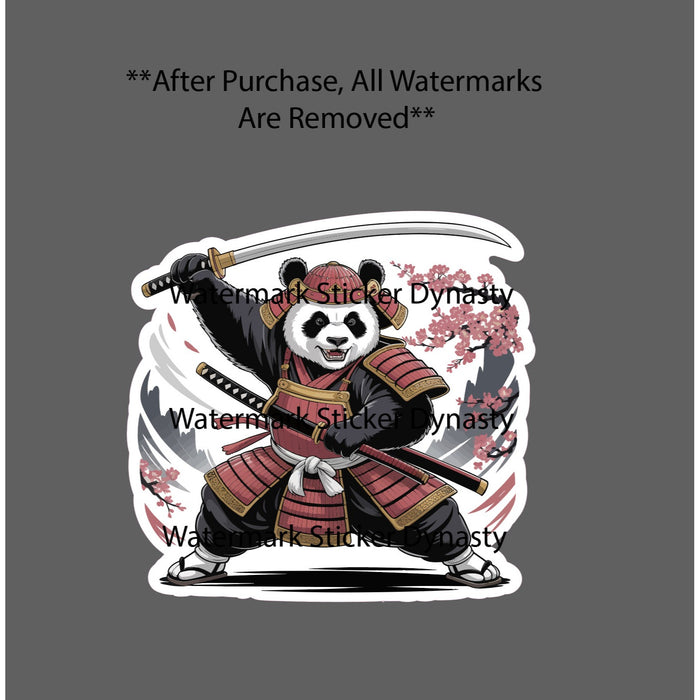 Panda Samurai Sticker Waterproof Decal Japan Cherry Blossom Warrior Gift NEW