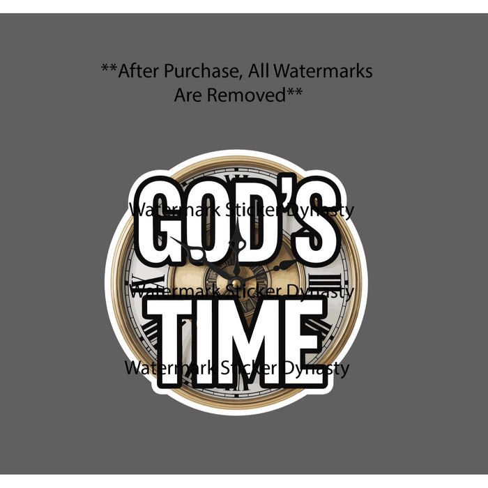 God's Time Sticker Waterproof Decal Clock Quote Jesus Faith Gift NEW