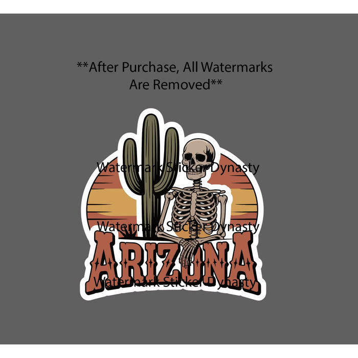 Arizona Sticker Waterproof Decal Skeleton Cactus State Travel Desert Gift NEW