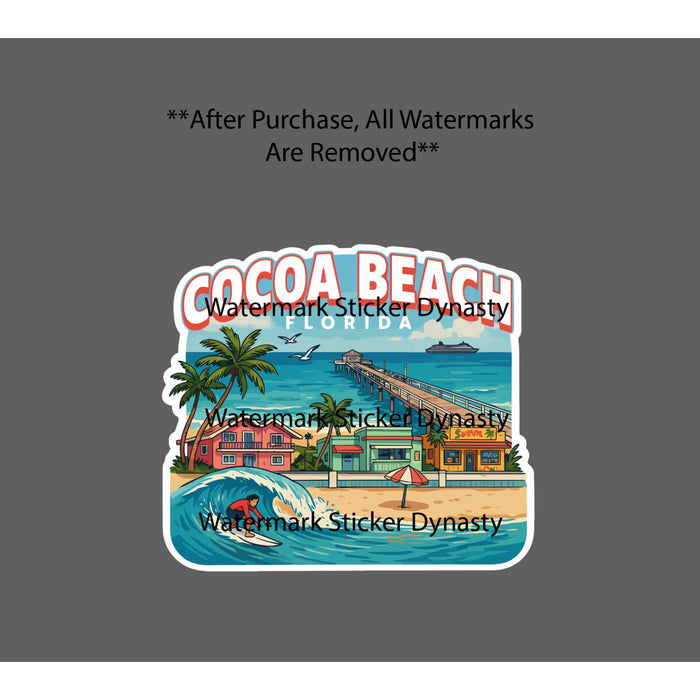 Cocoa Beach Sticker Waterproof Decal Florida FL Travel Ocean Waves Surf Gift NEW
