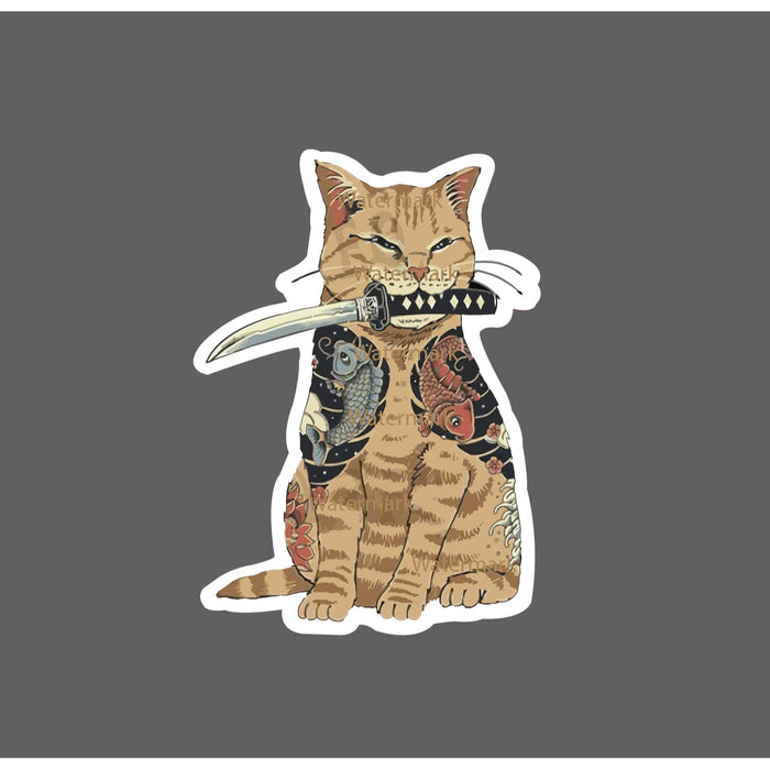 Cat Katana Sticker Samurai Waterproof NEW