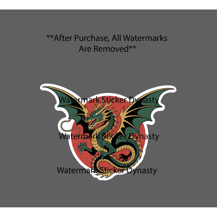 Dragon Sticker Waterproof Decal Traditional Japanese Japan Art Red Sun Gift NEW