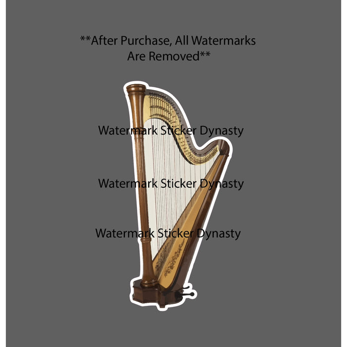 Harp Sticker Waterproof Decal Music Beauty Sound Instrument Gift NEW