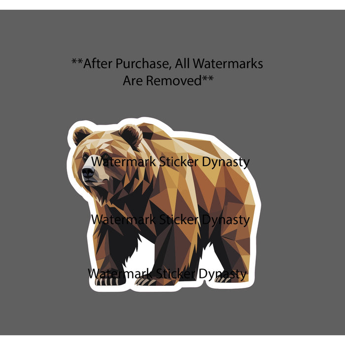 Grizzly Bear Sticker Waterproof Decal Geometric Art Wildlife Nature Gift NEW