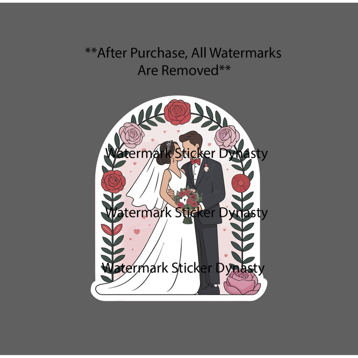 Marriage Sticker Waterproof Decal Bride Groom Flower Floral Dress Suit Gift NEW