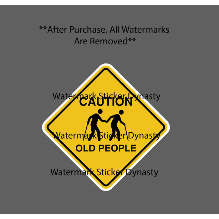 Caution Old People Sticker Waterproof Decal Elderly Warning Funny Gift NEW