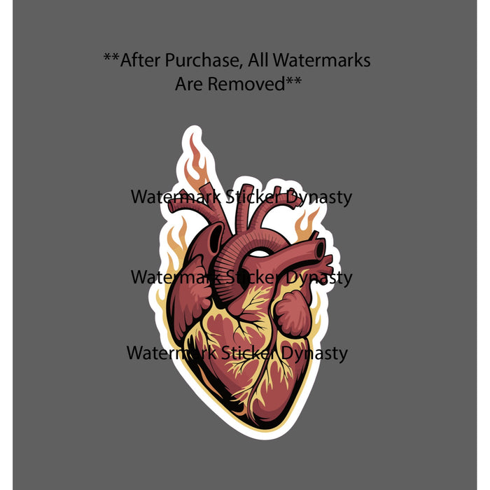 Heart on Fire Sticker Waterproof Decal Realistic Flames Art Love Gift NEW