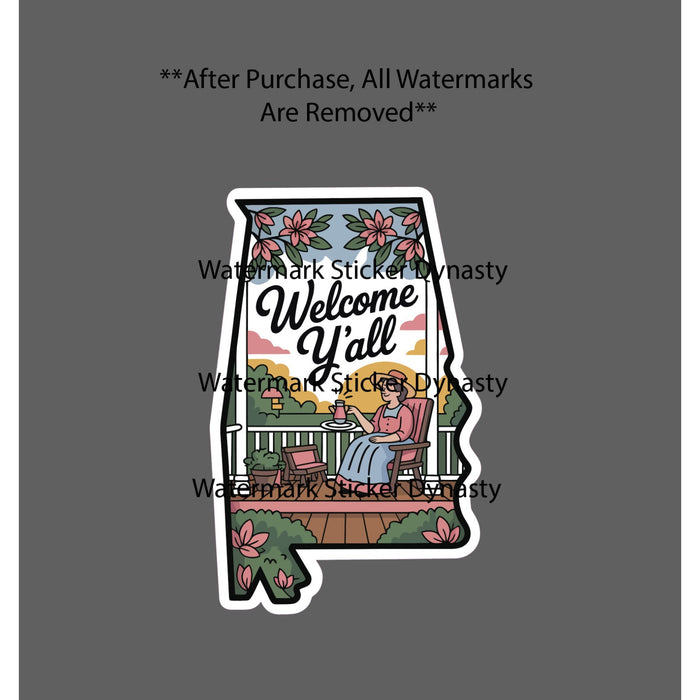 Alabama Sticker Waterproof Decal Welcome Y'all Southern State Home Gift NEW