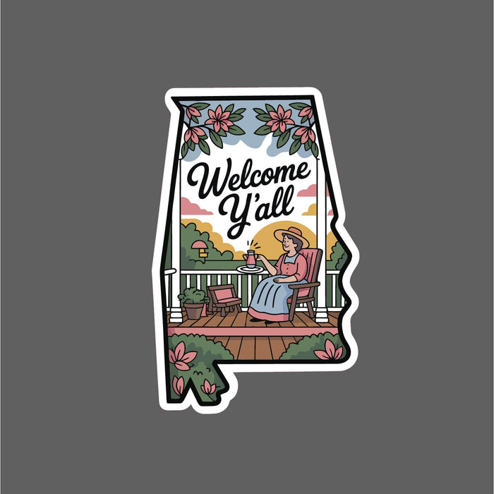 Alabama Sticker Waterproof Decal Welcome Y'all Southern State Home Gift NEW