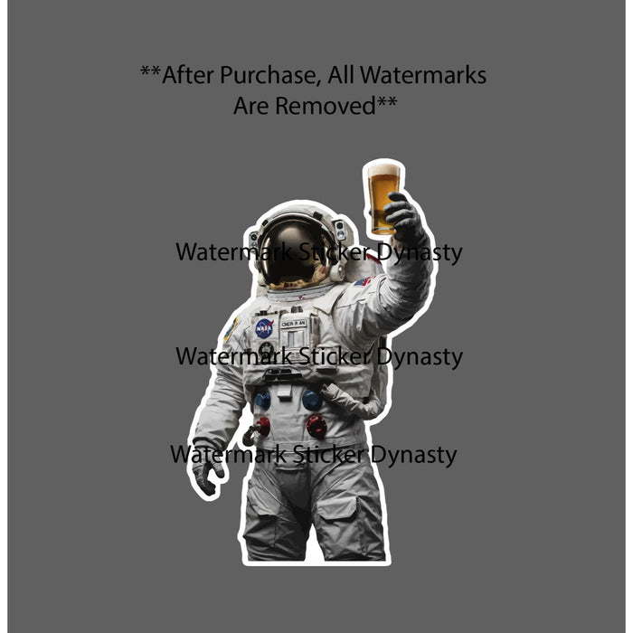 Astronaut Cheers Beer Sticker Waterproof Decal Brew Funny Space Galaxy Gift NEW