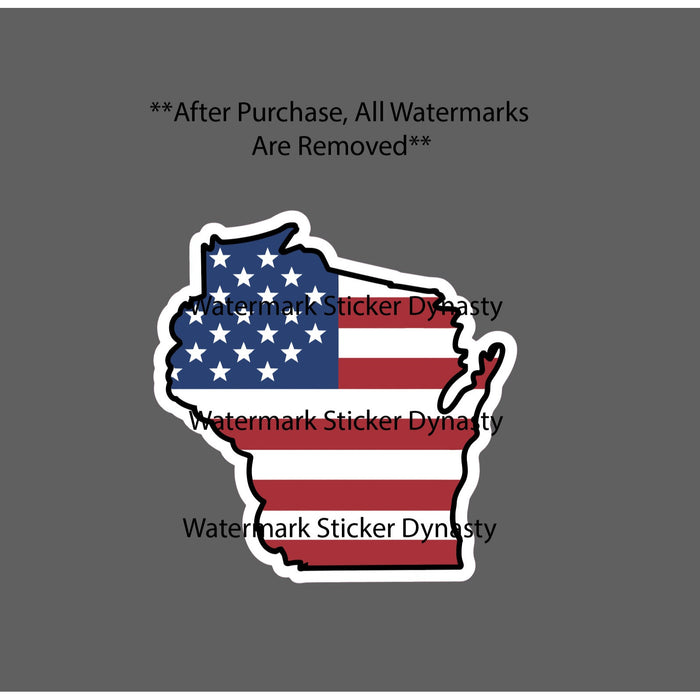 Wisconsin Sticker Waterproof Decal American Flag USA State Patriotic Gift NEW