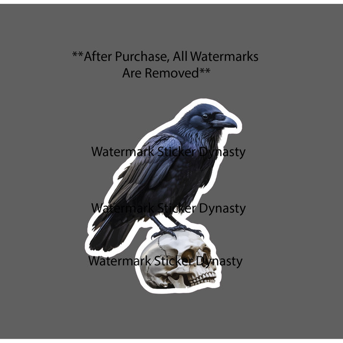Raven Skull Sticker Waterproof Decal Bones Bird Horror Scary Gift NEW